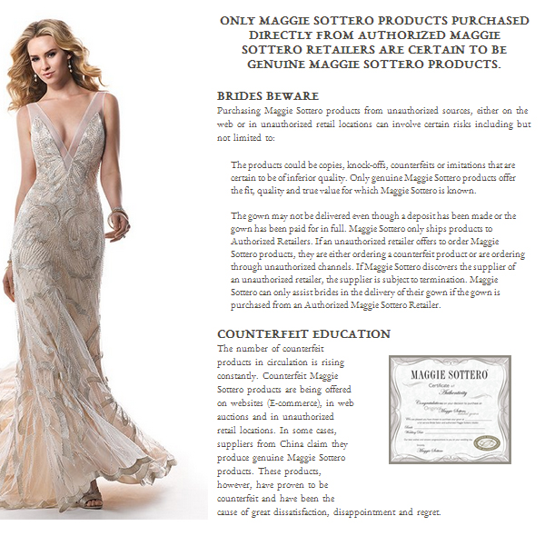 {Why You Shouldn’t Order Your Wedding Dress from China} || The Pink Bride www.thepinkbride.com || Image of actual Maggie Sottero website. || #tennessee #wedding #weddingdress #chinesegown