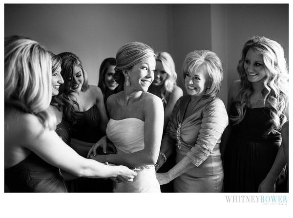 Bride laughs with mother while getting ready for wedding. Image by Whitney Bower Imaging, featured on The Pink Bride www.thepinkbride.com {Touchy Wedding Situation #6: Mom vs. Stepmom}