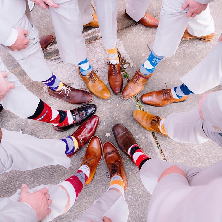 Groomsmen in Sports Socks | 5 Ways to Incorporate What He Wants on Your Wedding Day | Elizabeth Looney Photography | The Pink Bride® www.thepinkbride.com